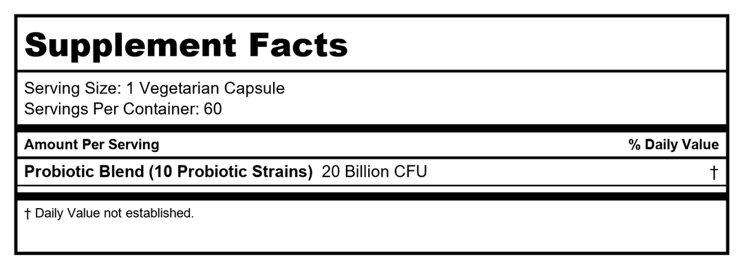 Renew Life Daily Balance Probiotic, 60 CT - Supplement Facts panel