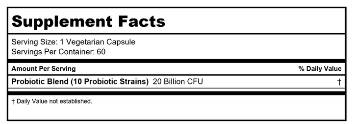 Renew Life Daily Balance Probiotic, 60 CT - Supplement Facts panel