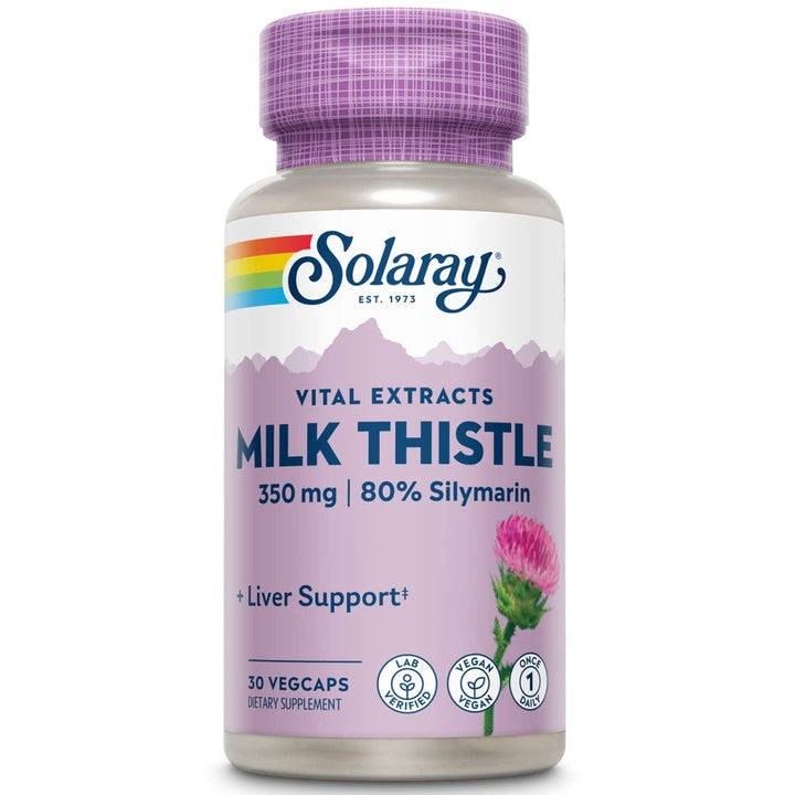 SOLARAY Milk Thistle Seed Extract 350 mg30 Servings, 30 VegCaps - Supplement Facts panel