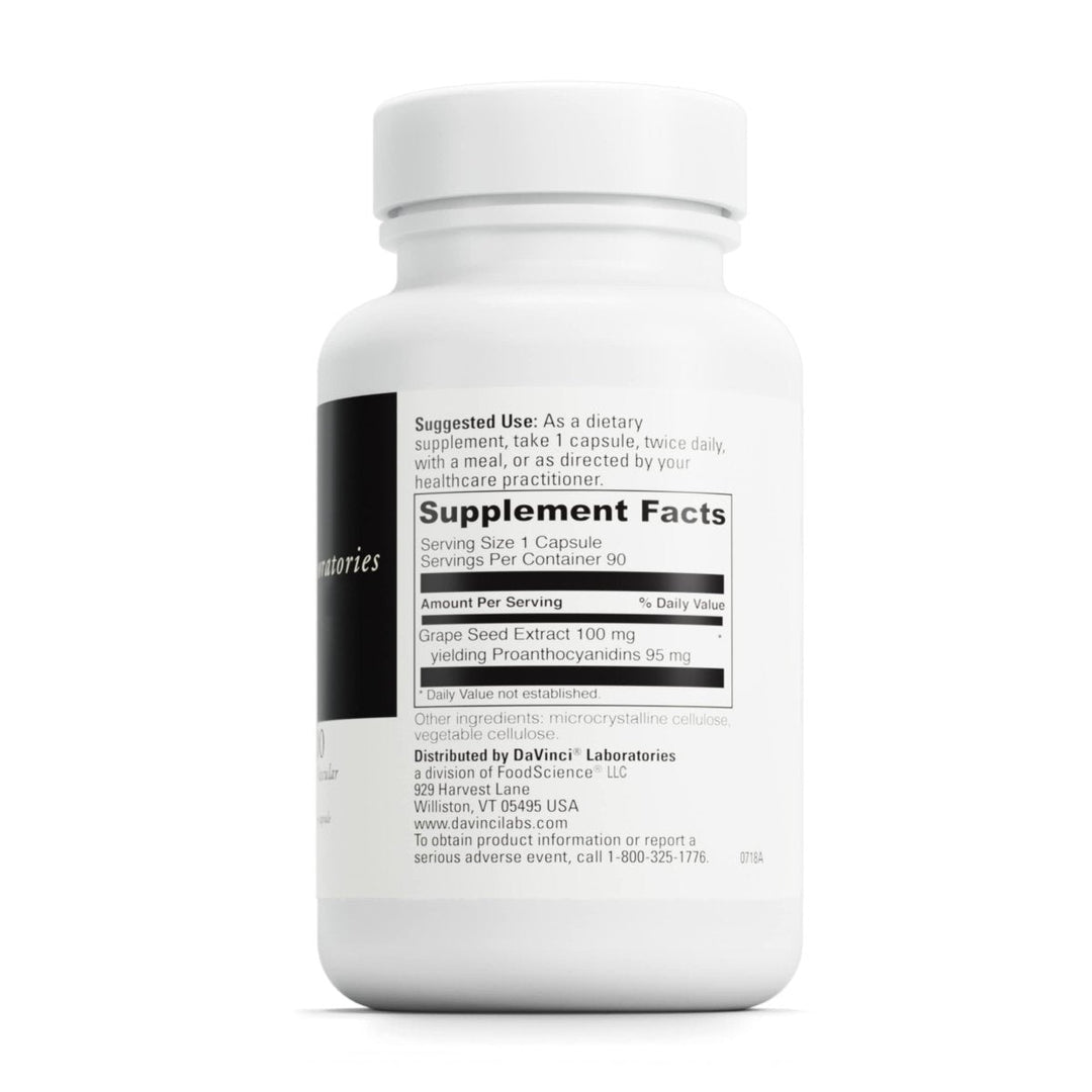 Davinci Grape Seed 100mg 90 Capsules - Supplement Facts panel