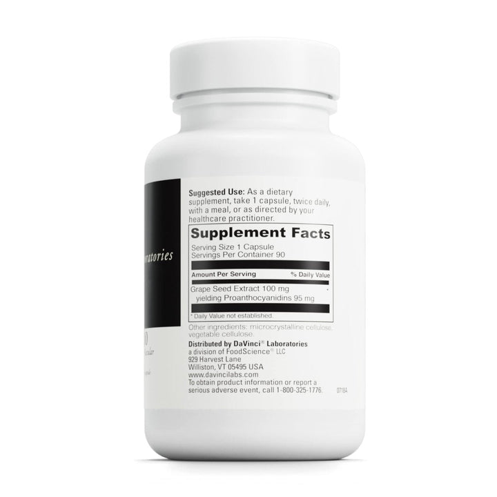 Davinci Grape Seed 100mg 90 Capsules - Supplement Facts panel