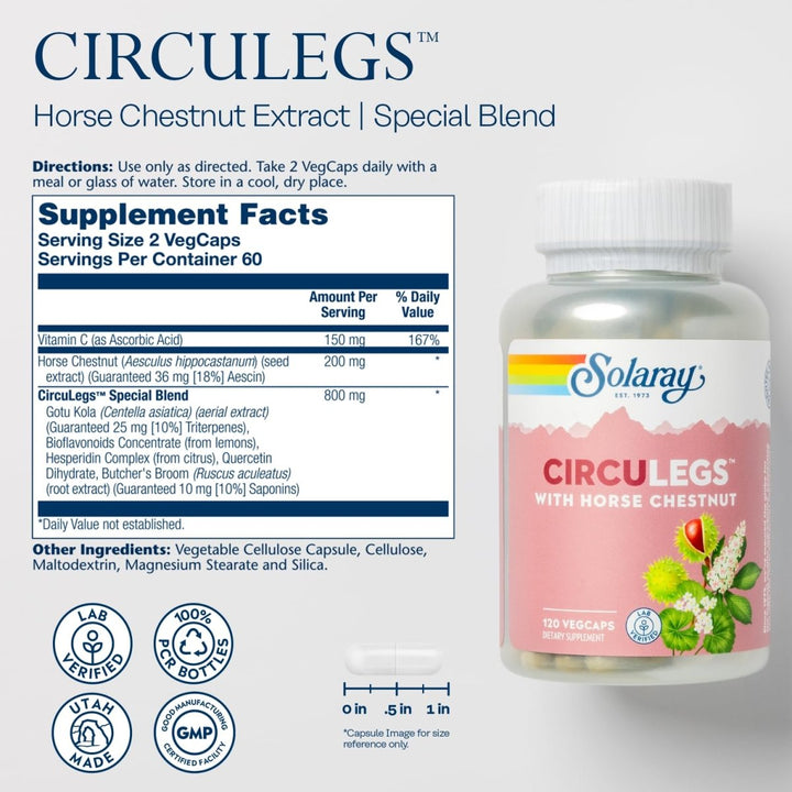 SOLARAY CircuLegs with Horse Chestnut Extract, Gotu Kola, Butcher&