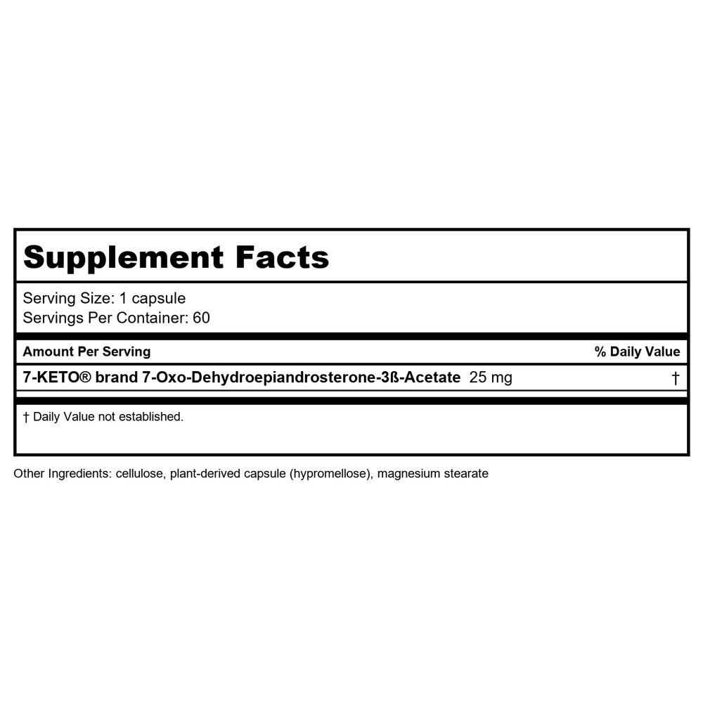 Nature's Way DHEA-25, Promotes Healthy Aging*, 25mg per serving, 60 Vegetarian Capsules - Supplement Facts panel