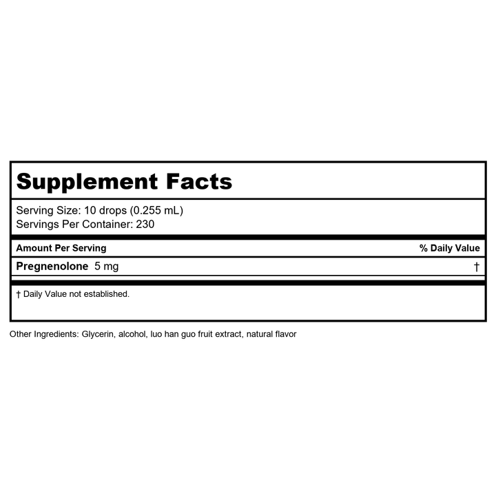 Apex Energetics - Pregnenolone (K-19) 2 Fl. Oz - Supplement Facts panel