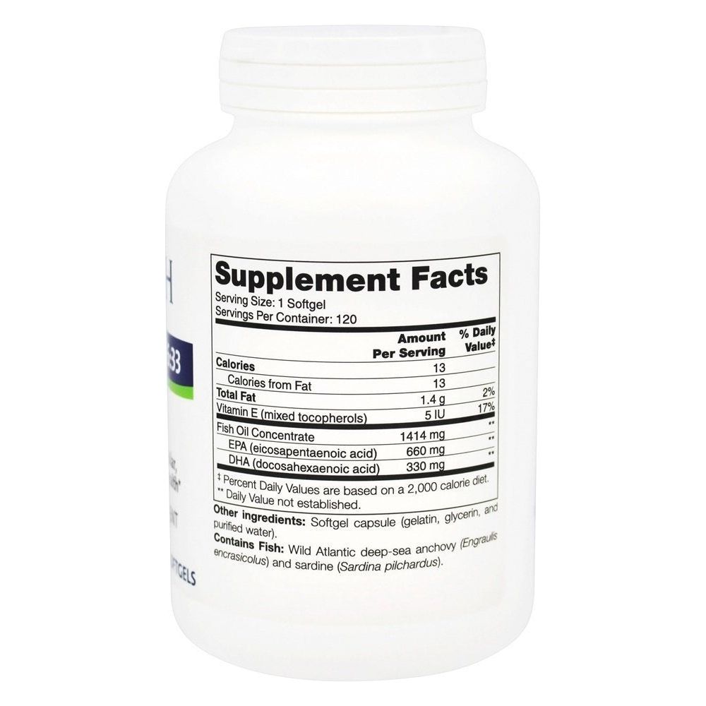 Nutritional Fundamentals for Health Trident SAP 66:33 120 gels - Supplement Facts panel