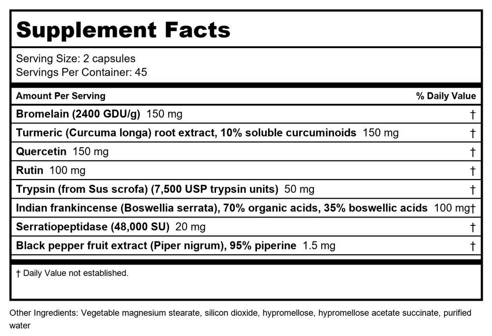 Nutritional Fundamentals for Health InflaCalm SAP 90 caps - Supplement Facts panel