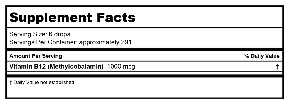 Nutritional Fundamentals for Health Liquid B12 SAP FH0056 NP - Supplement Facts panel