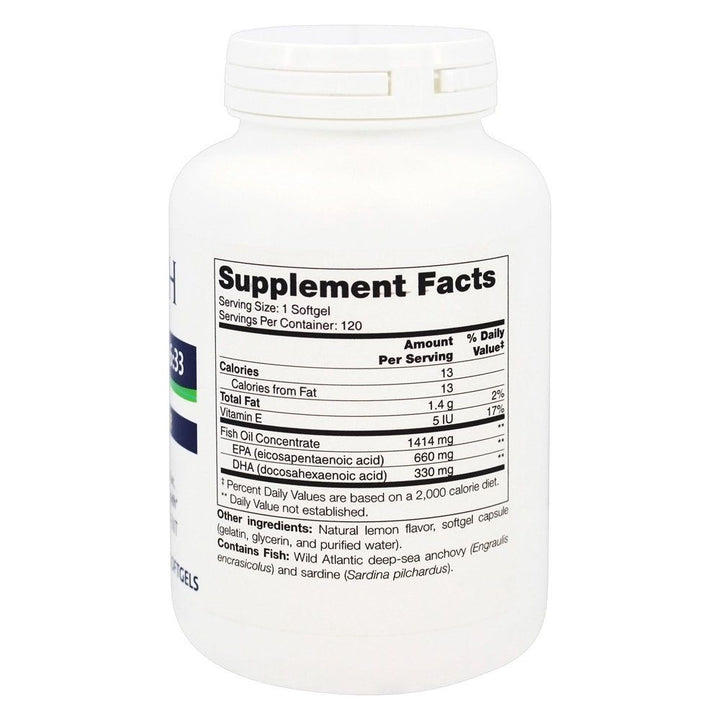 Trident SAP 66:33 Lemon Flavor 120 Softgels - Supplement Facts panel