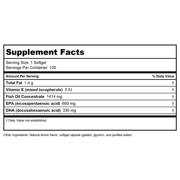 Trident SAP 66:33 Lemon Flavor 60 Gels - Supplement Facts panel