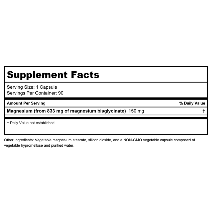 Nutritional Fundamentals for Health Magnesium SAP 90 caps - Supplement Facts panel