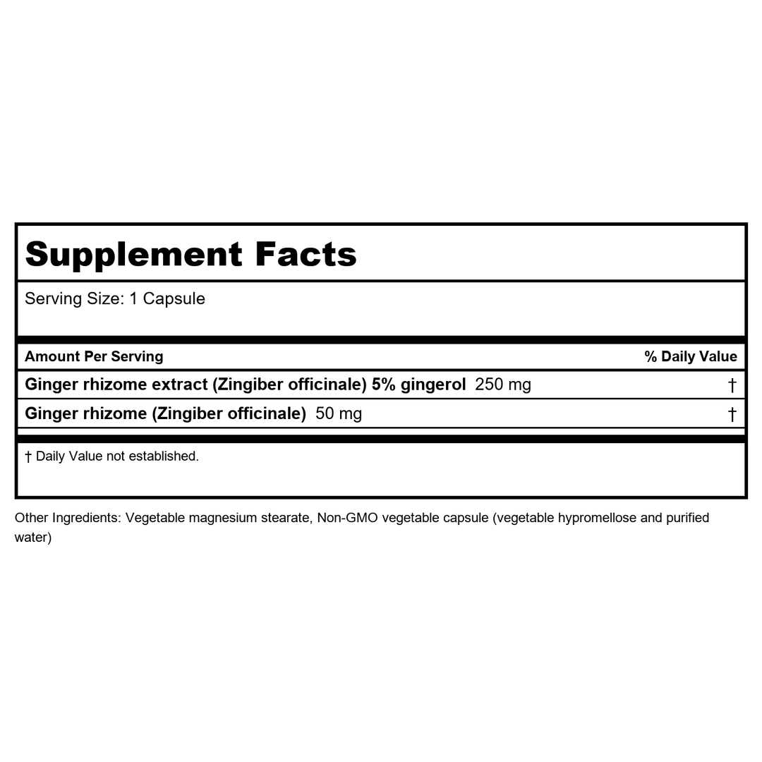 Nutritional Fundamentals for Health Ginger SAP FH0053 - Supplement Facts panel