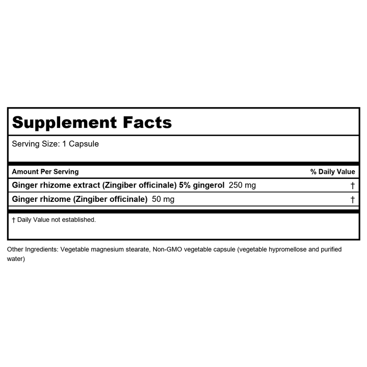Nutritional Fundamentals for Health Ginger SAP FH0053 - Supplement Facts panel