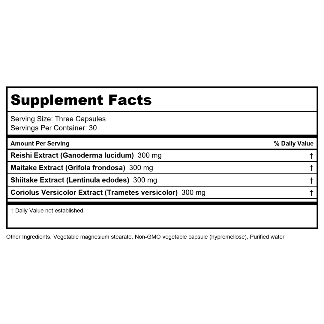 NFH Mushroom Complex SAP 90 caps NS - Supplement Facts panel