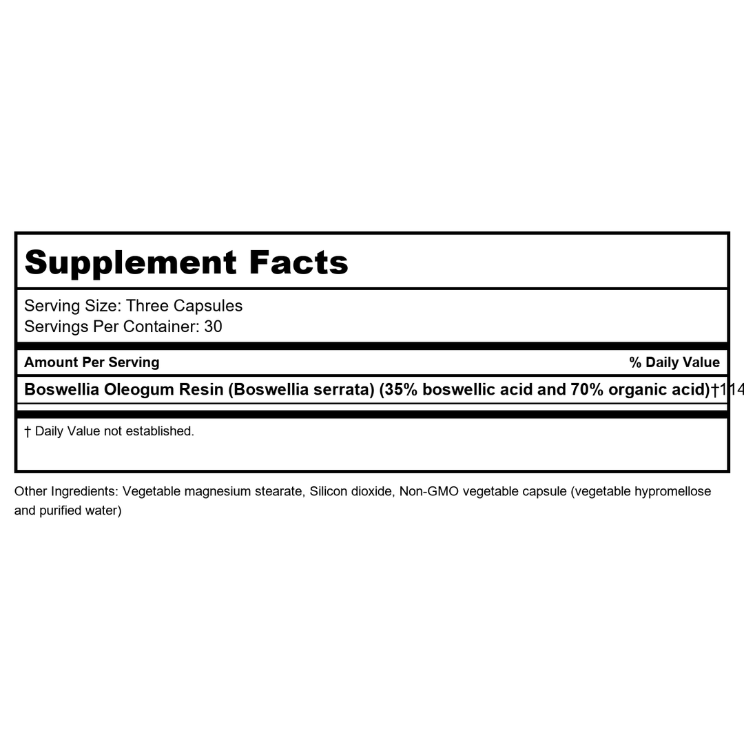 Nutritional Fundamentals for Health Boswellia SAP FH0049 NP - Supplement Facts panel