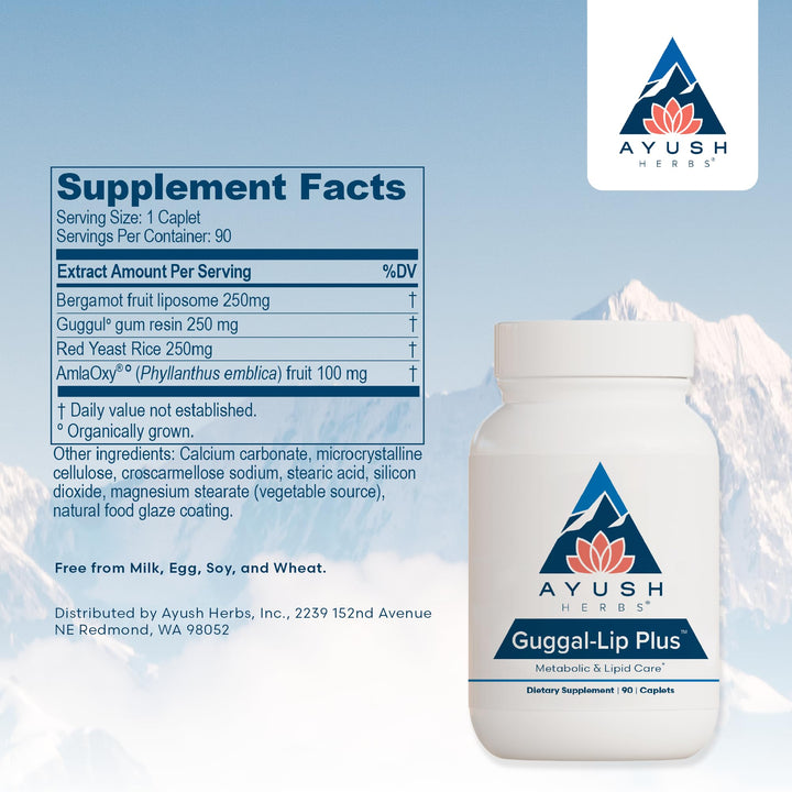 Ayush Herbs Guggal-Lip 300mg 90 caps - Supplement Facts panel