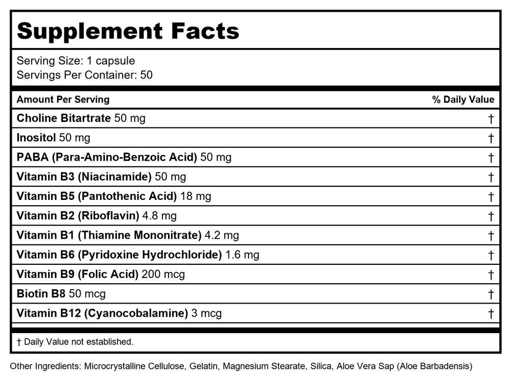 LaSante BBB-50 B Complex 100 caps - Supplement Facts panel