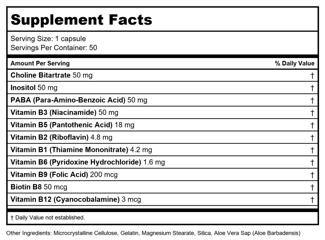 LaSante BBB-50 B Complex 100 caps - Supplement Facts panel