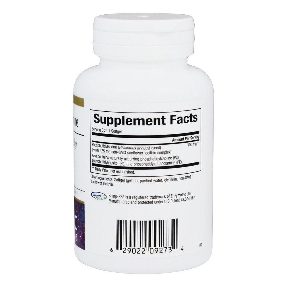 Bioclinic Naturals Phosphatidylserine 100mg 60 Softgels - Supplement Facts panel