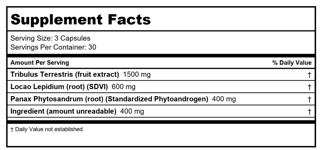 Nutra Biogenesis Andro Plus 90 Capsules 10224 - Supplement Facts panel