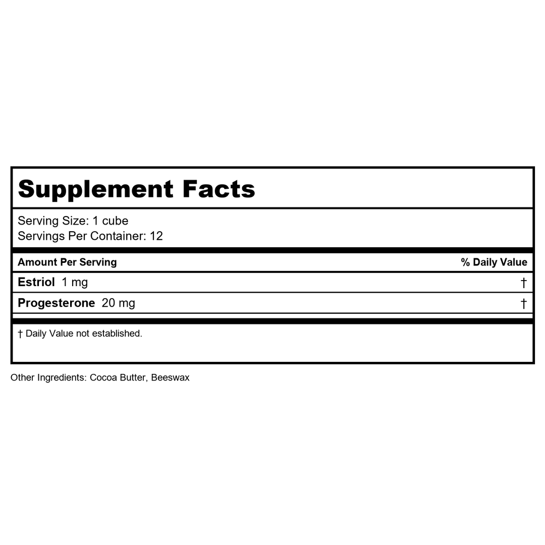 Bezwecken E.P. Ovals – 16 Oval Suppositories - Sold as 12 EP Cubes - Supplement Facts panel