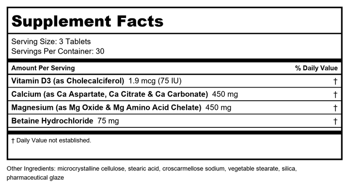 Davinci Cal Mag 90 Tablets - Supplement Facts panel