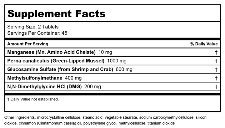 Davinci Perna Plus 90 Tablets - Supplement Facts panel
