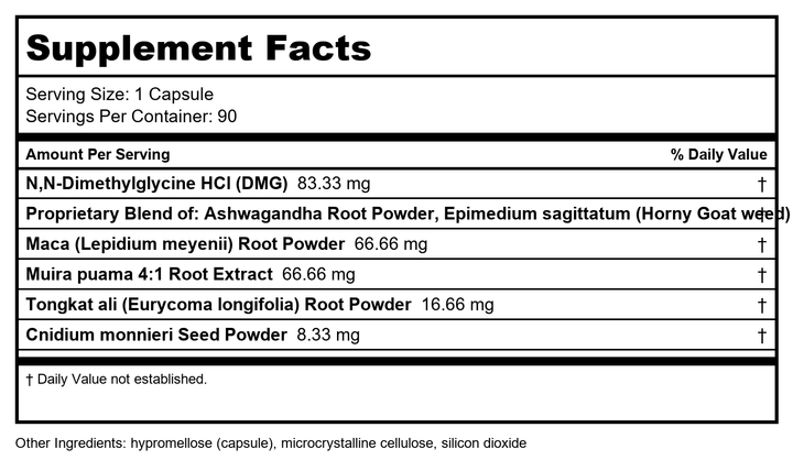 DaVinci Libido for Men and Women - 90 VTabs - Supplement Facts panel