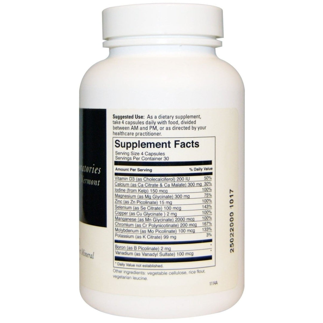 DaVinci Multi-Mineral Complex with D3 120 Caps - Supplement Facts panel