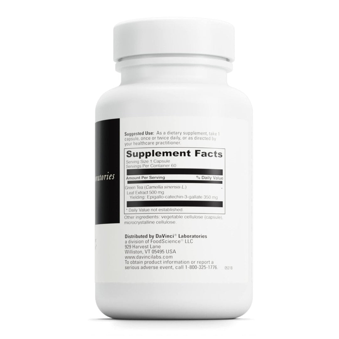 DaVinci Green Tea-70 60 Caps - Walmart Only - Supplement Facts panel