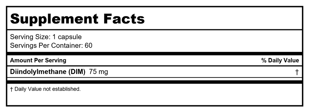 Davinci DIMPRO 75mg 60Caps - - Supplement Facts panel
