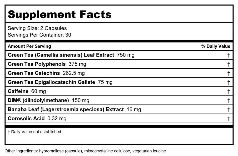 Davinci Dim Plex 60caps - Supplement Facts panel