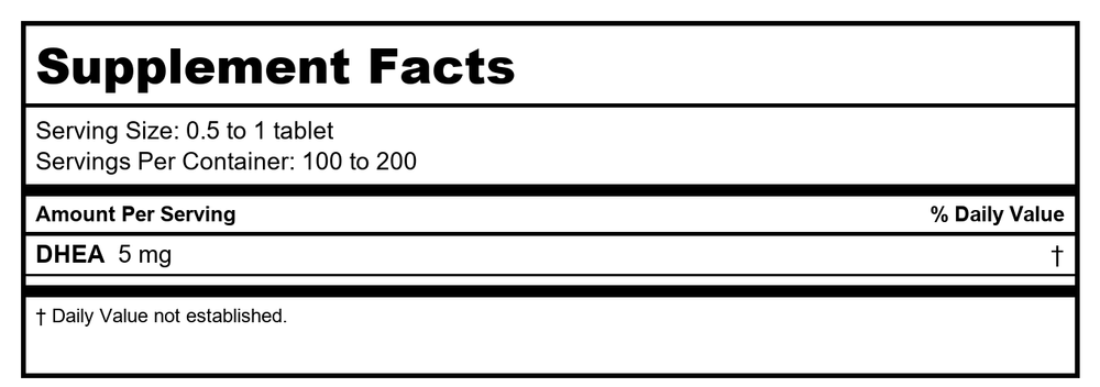 Douglas Labs DHEA 5mg 100Tabs - Supplement Facts panel