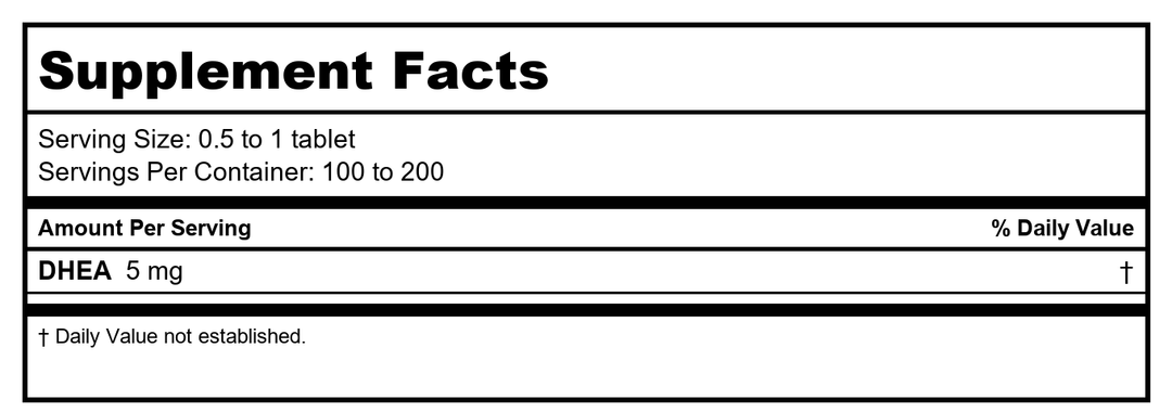 Douglas Labs DHEA 5mg 100Tabs - Supplement Facts panel