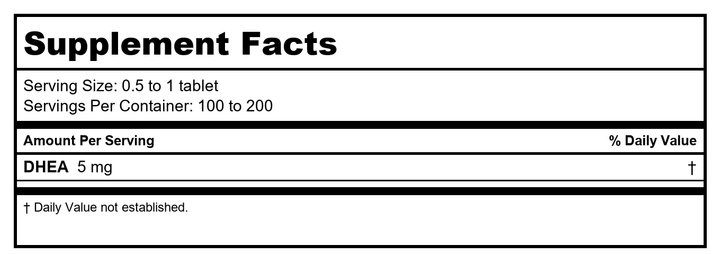 Douglas Labs DHEA 5mg 100Tabs - Supplement Facts panel