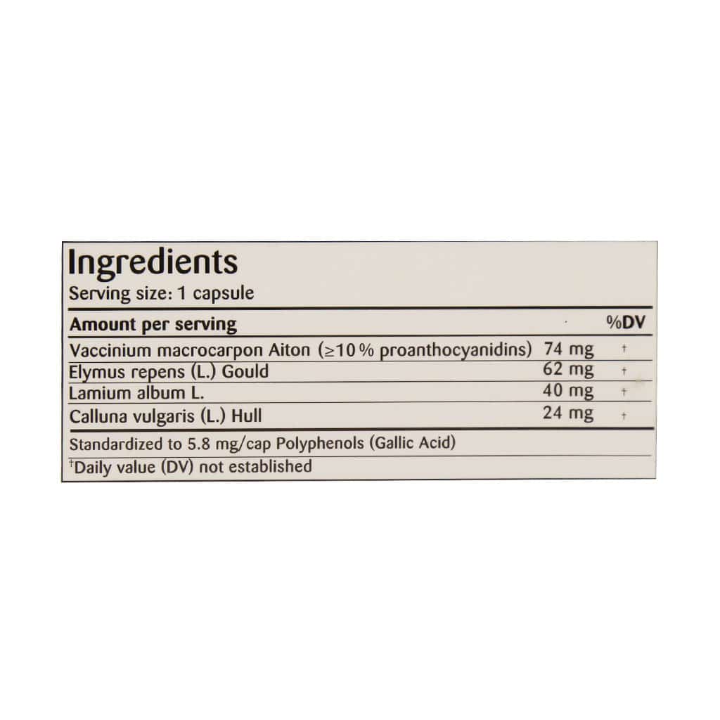 Activa Well Being Serenity 30 Capsules - Supplement Facts / Ingredients panel