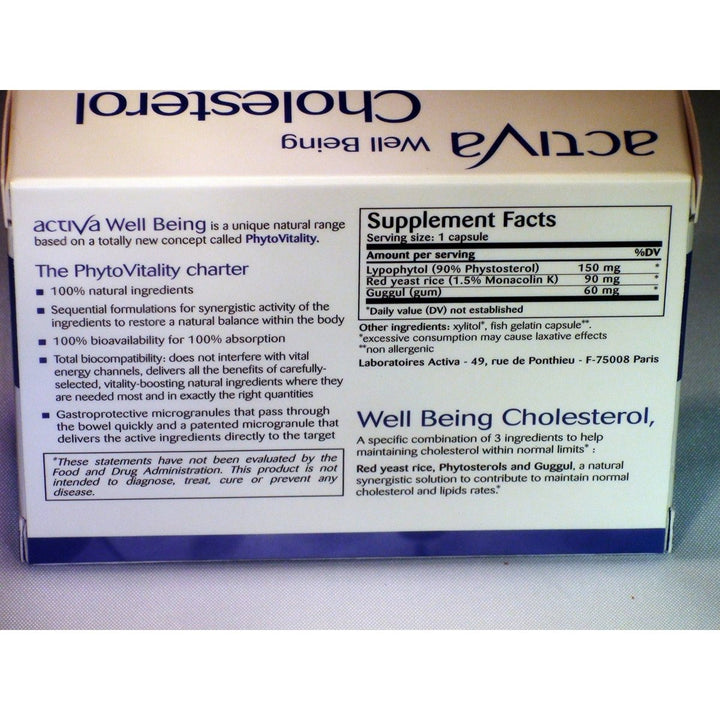 Activa Well being Cholesterol 30 Capsules - Supplement Facts panel