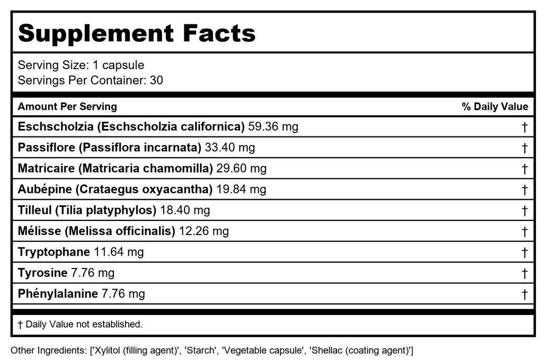 Activa Well Being Sleep - Supplement Facts panel