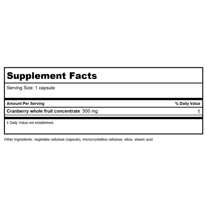 LaSante Cranberry Concentrate 1400mg 100 Caps - Supplement Facts panel
