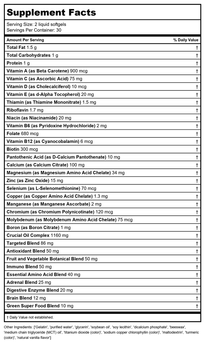 AMG Naturally Natures Sun Secret 1.7oz - Supplement Facts panel