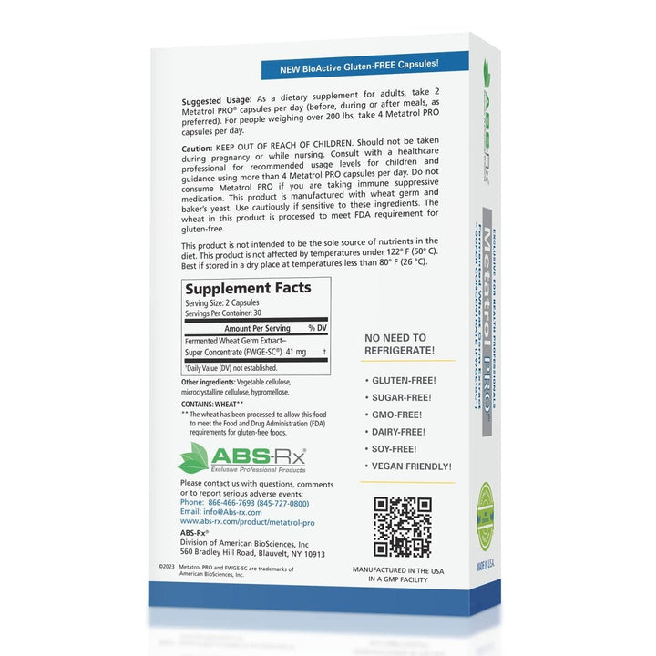 American Biosciences Metatrol Pro 60 Vcaps - Supplement Facts panel