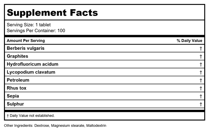 MediNatura BHI Back 100 Tabs - Supplement Facts panel