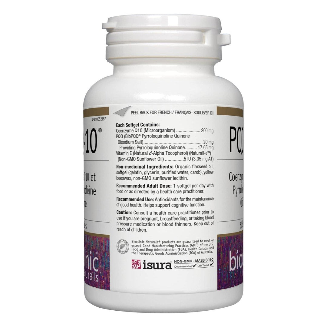 Bioclinic Naturals CerebroVital PQQ-10 60 Softgels - Supplement Facts panel