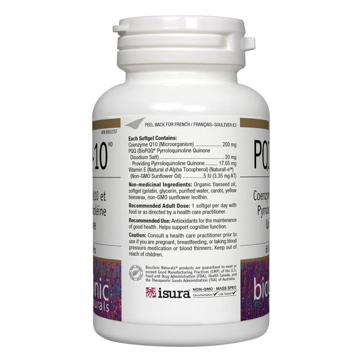 Bioclinic Naturals CerebroVital PQQ-10 60 Softgels - Supplement Facts panel