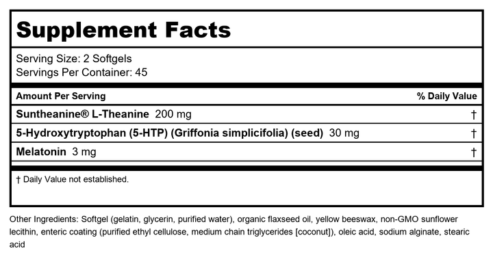Bioclinic Naturals Somno-Pro L-Theanine 5-HTP Melatonin 90 Chewables - Supplement Facts panel