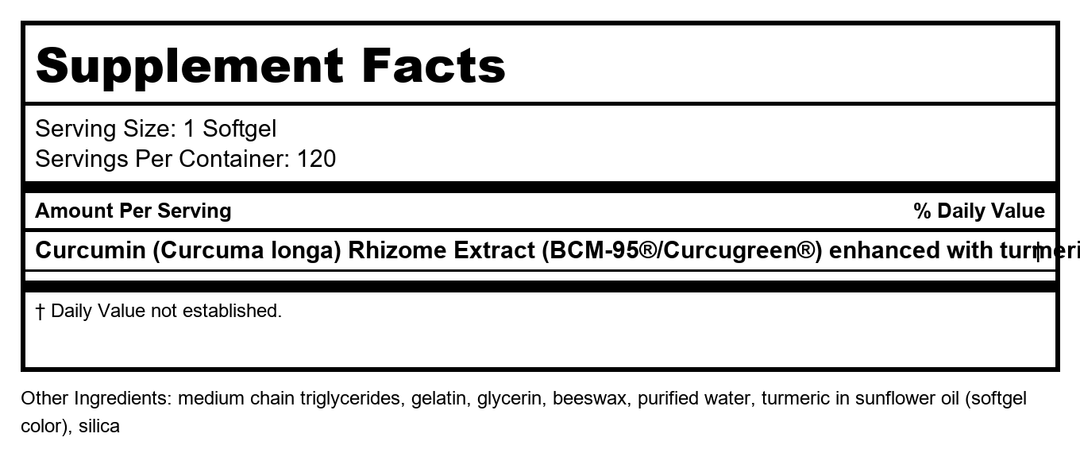 EuroMedica CuraPro 750mg 120 Softgels - Supplement Facts panel