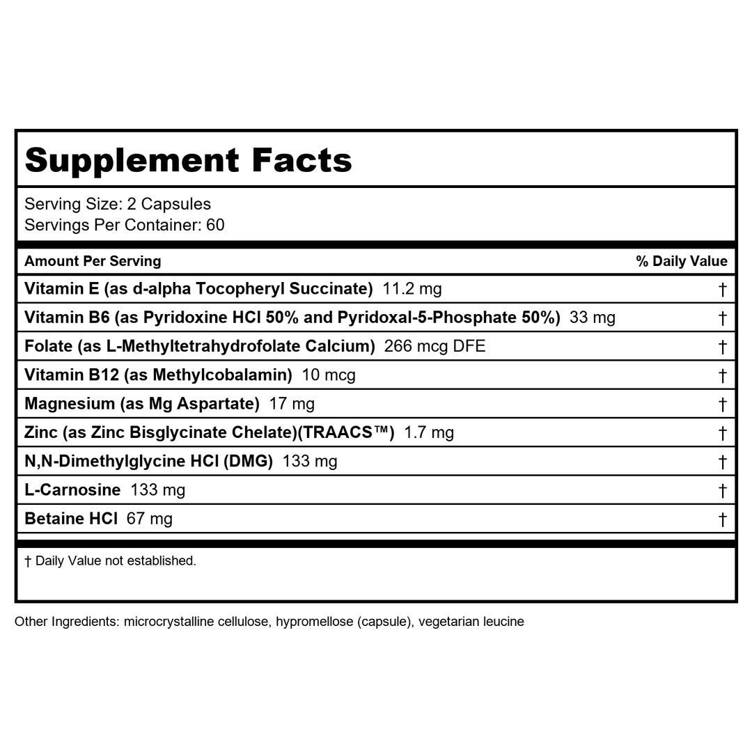 Davinci Behavior Balance-DMG 120 capsules - Supplement Facts panel