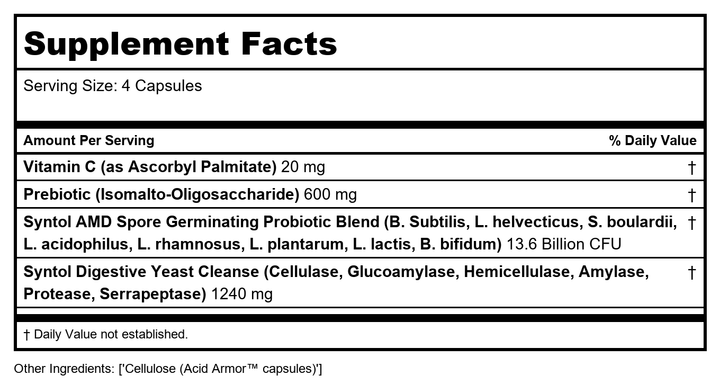 Arthur Andrew Medical Syntol AMD 180caps 500mg - Supplement Facts panel