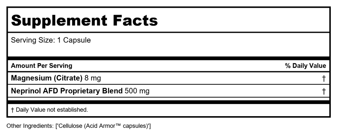Arthur Andrew Medical Neprinol AFD 90 cap - Supplement Facts panel