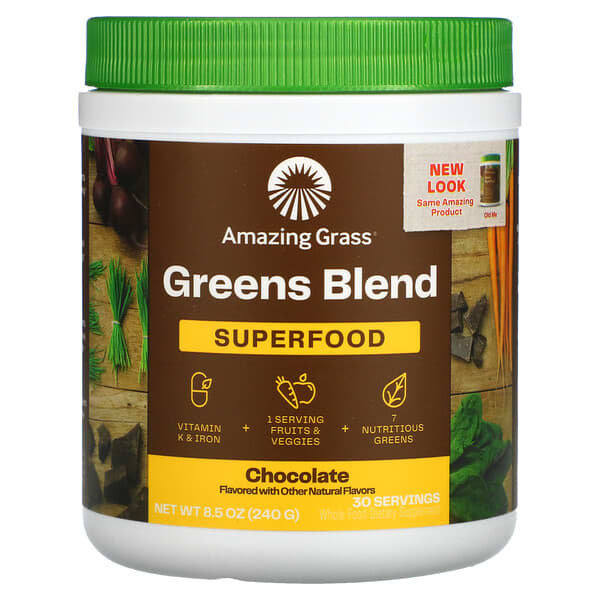 Amazing Grass Green Superfood Chocolate 8.5 Oz (Pack of 2) - Supplement Facts panel