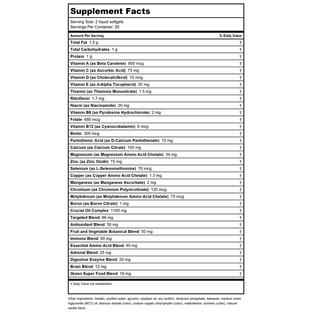 AMG Naturally - Supplement Facts panel